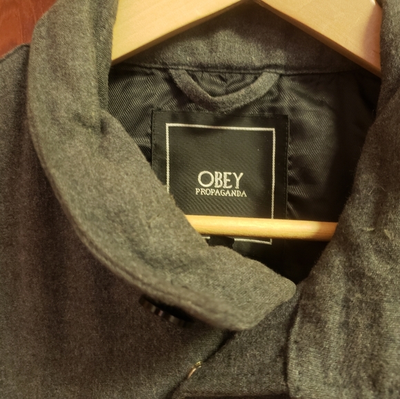 OBEY Men's Grey Jacket size Large - Picture 2 of 2